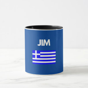 Jim Griechischer Name mit griechischer Flagge Tasse