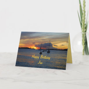 Jim Happy Birthday Sailboats bei Sunset Karte