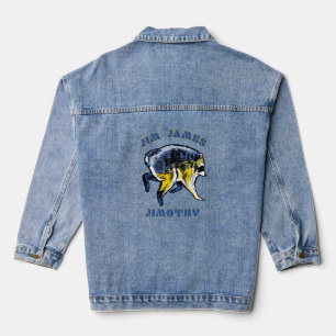 Jim James Jimothy Pop-Art-Waschbär-Design Jeansjacke