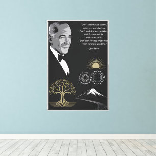 Jim Rohn Motivierend Quote Poster Black and Gold Leinwanddruck