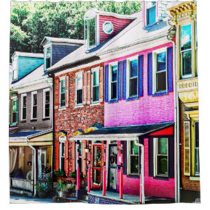 Jim Thorpe Pa - farbenfrohe Straße Duschvorhang