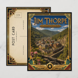 Jim Thorpe Pennsylvania Vintage Art Deco Golden Postkarte