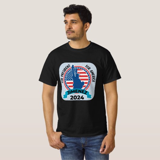 Jimenez für Präsident 2024 mit Flag und Statue T-Shirt (Vorne ganz)