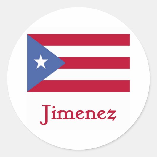 Jimenez Puerto Rico Flag Runder Aufkleber (Vorderseite)