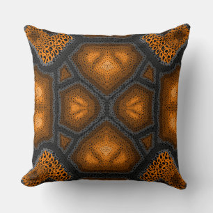 Jimette-Design-Quadrat, orange, grau und schwarz. Kissen