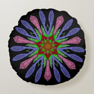 Jimette-Kissen Rosafarbenes schwarzes Gründesign Rundes Kissen