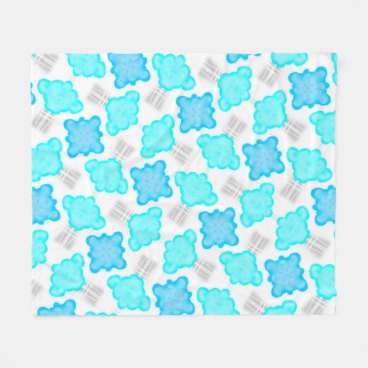 Jimette Weißes Turquoise-Design Fleecedecke (Vorderseite (Horizontal))