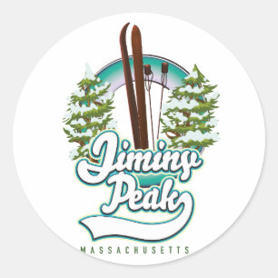 Jiminy Peak Massachusetts Ski Logo Runder Aufkleber