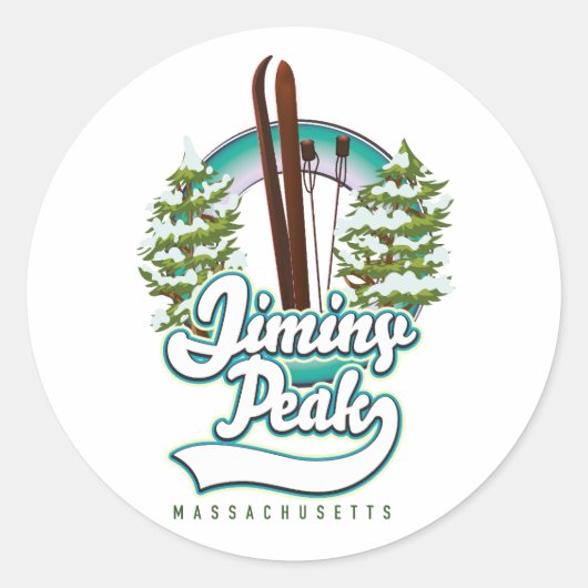 jiminy Peakmassachusetts Skigobild Runder Aufkleber (Vorderseite)