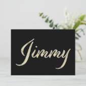 Jimmy Name white gold Handwriting Karte (Stehend Vorderseite)
