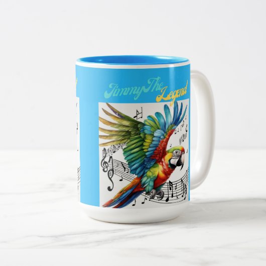 Jimmy The Legend Coffee Tasse, Parrot Cup, Music Zweifarbige Tasse (VorderseiteRechts)