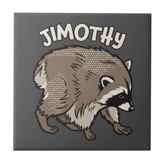 Jimothy Waschbär im Comic-Stil Tier Fliese (Vorderseite)