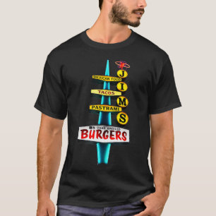 Jims Burger Retro Vintag Sign T-Shirt