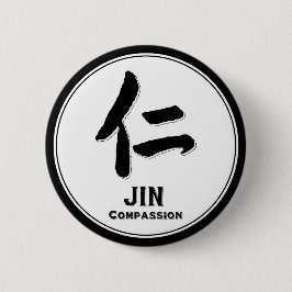 JIN-Mitleid bushido Vorzug-Samurai-Kanji Button