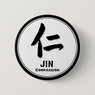 JIN-Mitleid bushido Vorzug-Samurai-Kanji Button