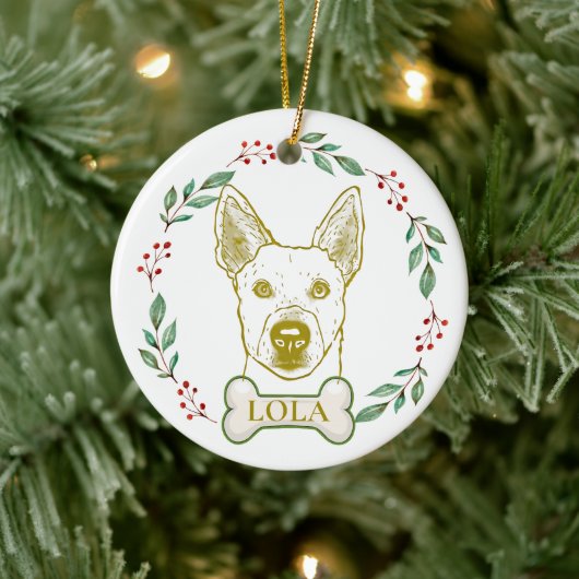 Jindo Dog Personalisiert Hand Zeichnend Keramik Ornament (Baum)