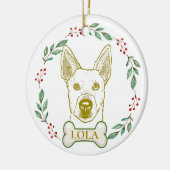 Jindo Dog Personalisiert Hand Zeichnend Keramik Ornament (Links)