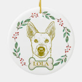 Jindo Dog Personalisiert Hand Zeichnend Keramik Ornament (Hinten)