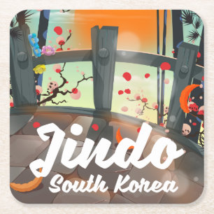 Jindo South korea Rechteckiger Pappuntersetzer