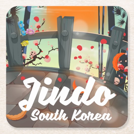 Jindo South korea Rechteckiger Pappuntersetzer (Vorderseite)