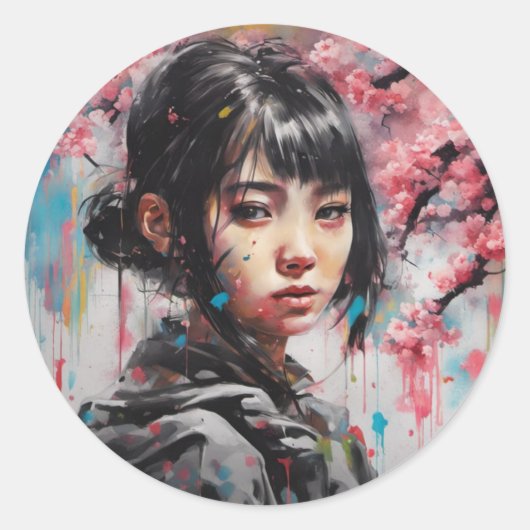 Jing Jing (静 静) Runder Aufkleber (Vorderseite)