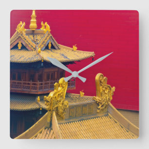 Jing'an-Tempel, Shanghai, China Quadratische Wanduhr
