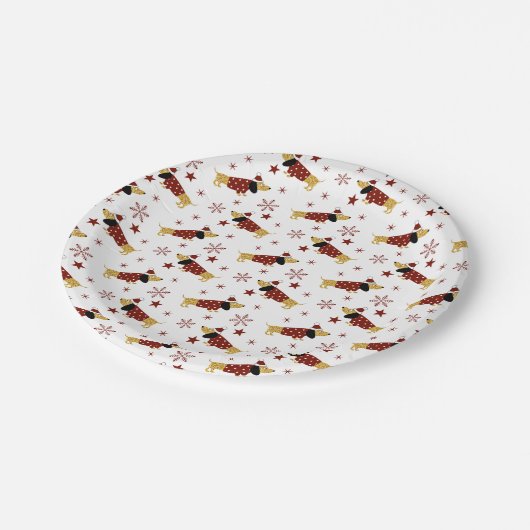 Jingle All the Dackel Way Pappteller (Schrägansicht)