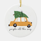 Jingle All The Way Car und Weihnachtsbaumurlaub Keramik Ornament (Vorne)