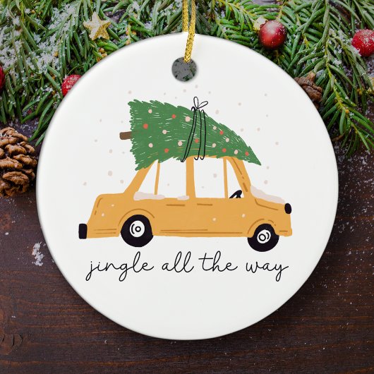 Jingle All The Way Car und Weihnachtsbaumurlaub Keramik Ornament