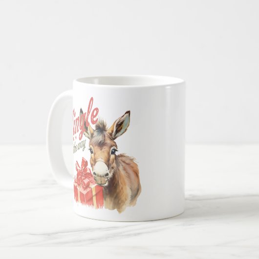 Jingle All the way Christmas Farm Donkey Kaffeetasse (Vorderseite Links)