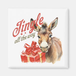Jingle All the way Christmas Farm Donkey Magnet