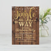 Jingle All The way Christmas Party Holidays Gold Einladung (Stehend Vorderseite)
