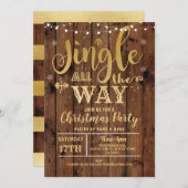 Jingle All The way Christmas Party Holidays Gold Einladung (Vorne/Hinten)