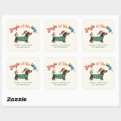 Jingle All the Way – Cute Holiday Pet Gift & Mail Quadratischer Aufkleber (Blatt)