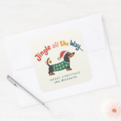 Jingle All the Way – Cute Holiday Pet Gift & Mail Quadratischer Aufkleber (Umschlag)