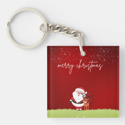 Jingle All the Way: Einfache Weihnachts-Schlüssela Schlüsselanhänger (Vorderseite)