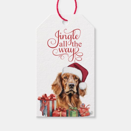 Jingle All the Way Irish Setter Dog Christmas Geschenkanhänger (Vorderseite)