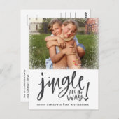 Jingle All The Way | Moderne Weihnachtskarte für d Postkarte (Vorne/Hinten)