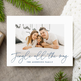Jingle All The Way Navy Script Foto Feiertagspostkarte