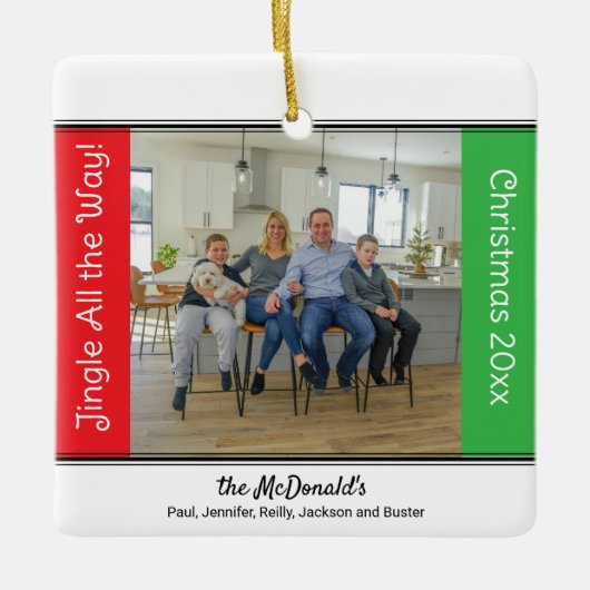 Jingle All the Way Personalized Christmas Ornament (Vorderseite)
