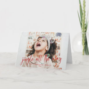 Jingle All The Way Red Script 2 Foto Holiday Card Karte