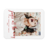 Jingle All The Way Red Script Foto Holiday Card Magnet (Horizontal)