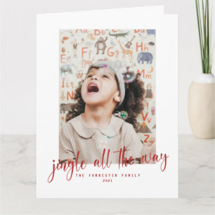 Jingle All The Way Roter Schriftzug 2 Foto Weihnac Karte