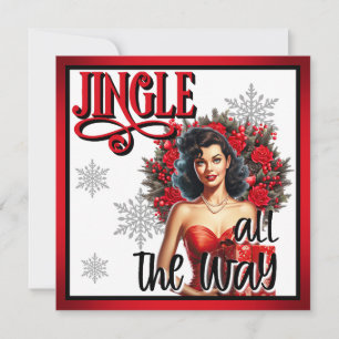 Jingle all the Way Vintage Pinup Feiertagskarte