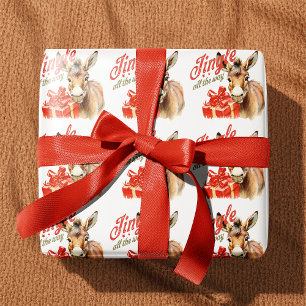 Jingle All the Way Weihnachtsbauernhof Esel Geschenkpapier