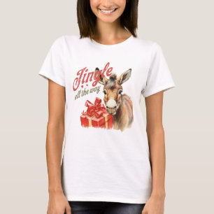 Jingle All the Way Weihnachtsbauernhof Esel T-Shirt
