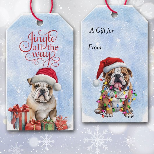 Jingle All Way Bulldog Christmas Geschenkanhänger