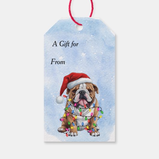 Jingle All Way Bulldog Christmas Geschenkanhänger (Rückseite)