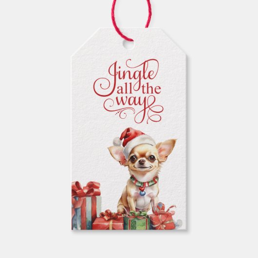 Jingle All Way Chihuahua Dog Weihnachten Geschenkanhänger (Vorderseite)