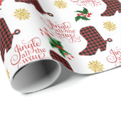 Jingle All Way Cowboy Boot Christmas Geschenkpapier (Rolleneckpunkt)
